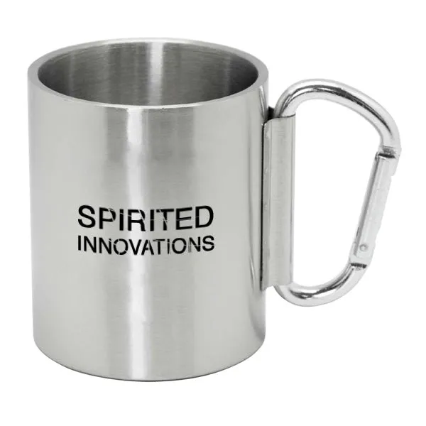 10 Oz. Brushed Stainless Steel Carabiner Mugs (Q653911)