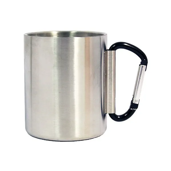 10 Oz. Brushed Stainless Steel Carabiner Mugs (Q653911)