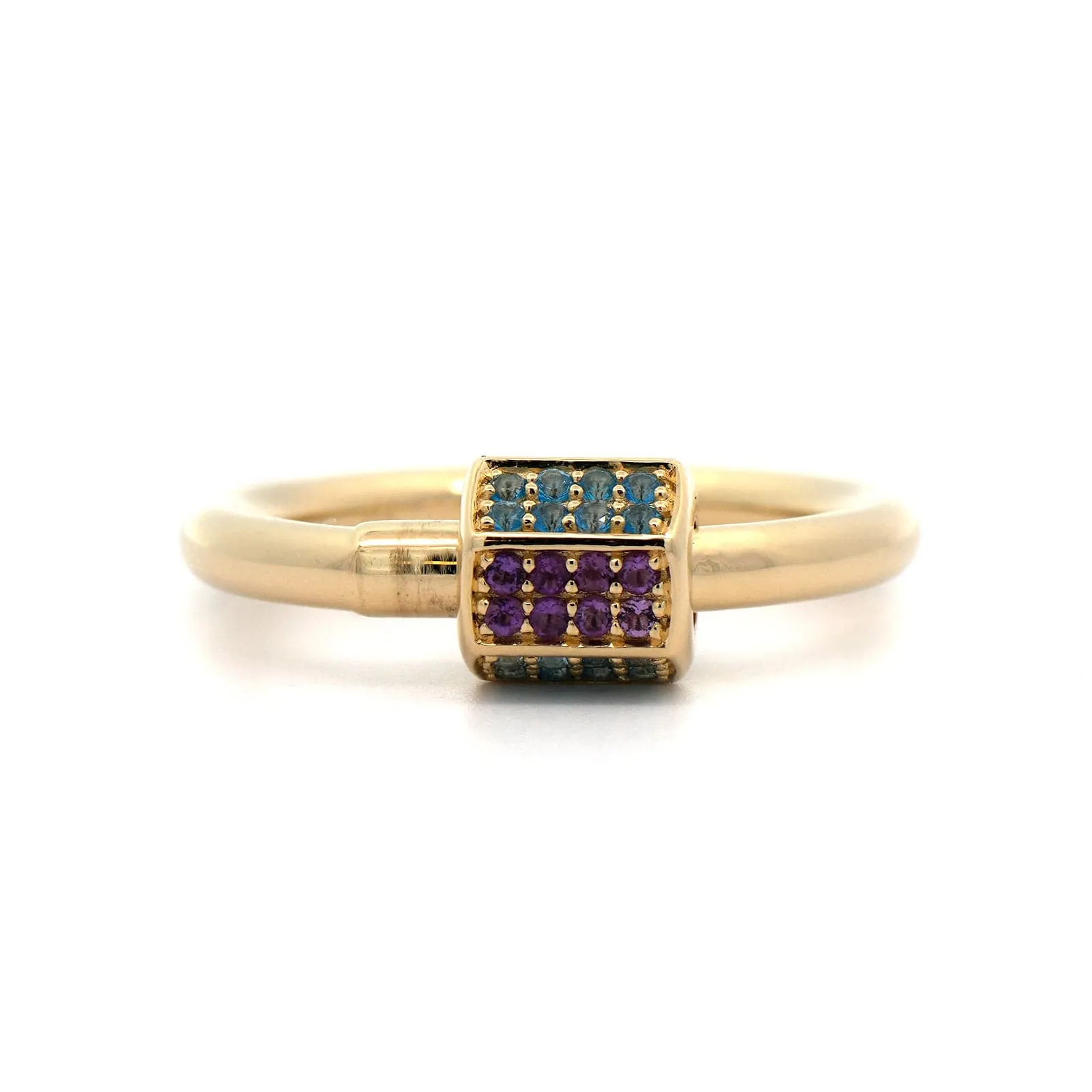 14K Yellow Gold Amethyst and Topaz Carabiner Enhancer