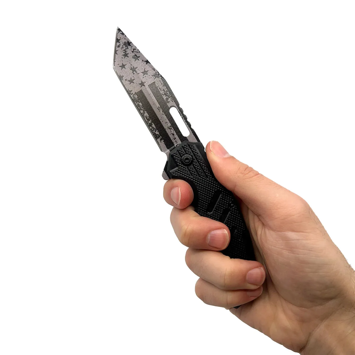 2-Pack: 4.75" American Flag Tanto Blade with ABS Handle