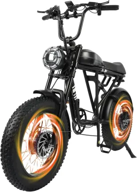 3000w Electric Motorcycle for Adults, Full Suspension Electric Bike 20 * 4" Fat Tire Bicycle with 48V 20Ah Removable Battery & Hydraulic Disc Brake for Mountain, Snow, Forest, All Terrain