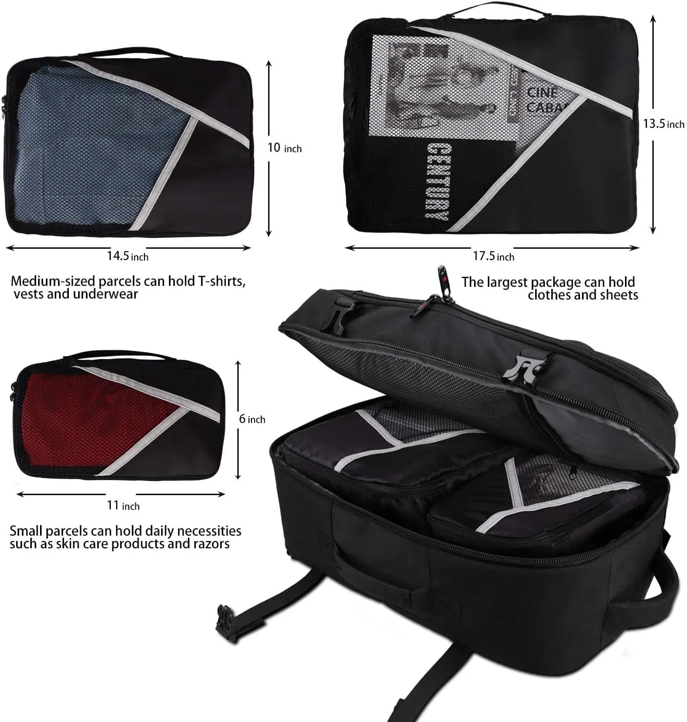 Asenlin 40L Travel Backpack for Women Men17 Inch Laptop Backpack Flight Approved Luggage Carry On Water Resistant Computer Backpack for Weekender Overnight Large Daypack Black