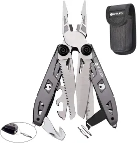 BIBURY Multitool Pliers, 18 in 1 Multi Tool with Titanium-Plated Handle & Safety Hammer, Safety Locking Design Stainless Steel Tool Pocket Knife for Outdoor, Survival, Camping, Hiking, Home Repair