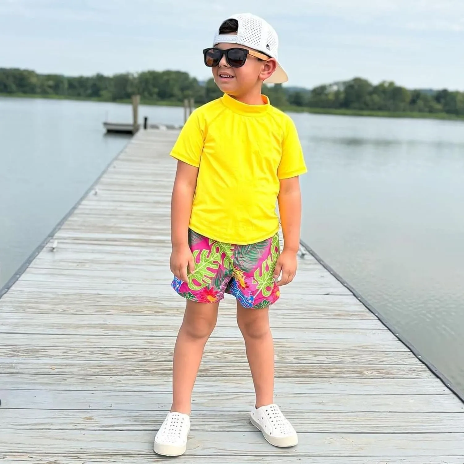 BIG ELEPHANT 2 Packs Boys Swim Trunks with Compression Liner, UPF 50  Kids Bathing Suit, Quick Dry Swimming Shorts