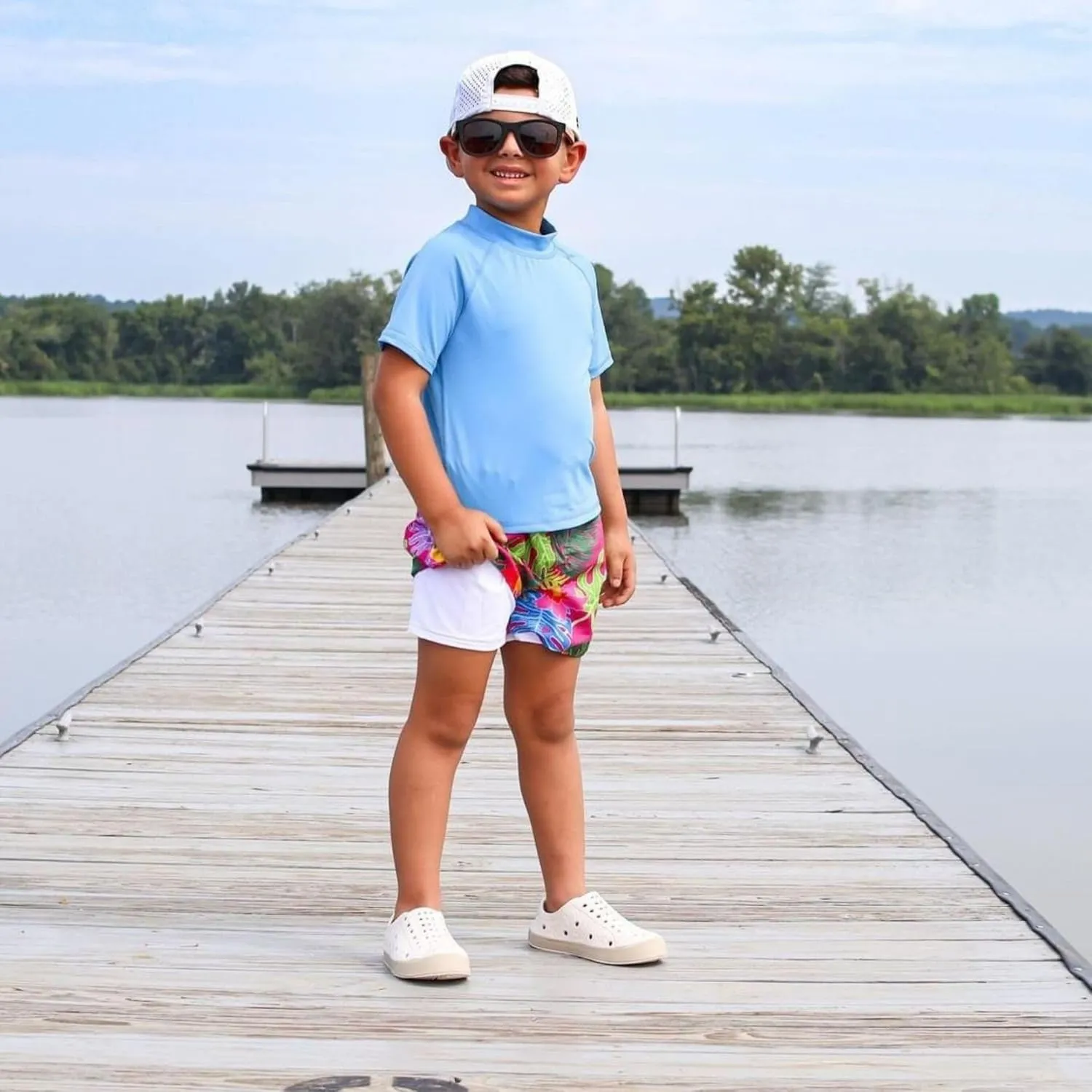 BIG ELEPHANT 2 Packs Boys Swim Trunks with Compression Liner, UPF 50  Kids Bathing Suit, Quick Dry Swimming Shorts