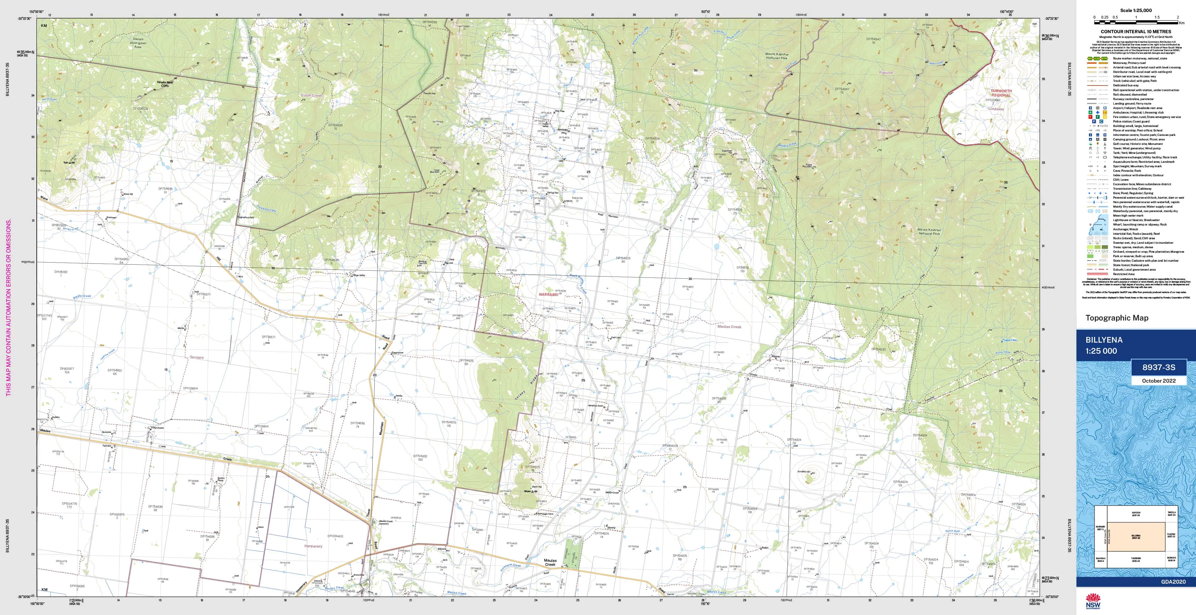 Billyena 8937-3S Topographic Map 1:25k
