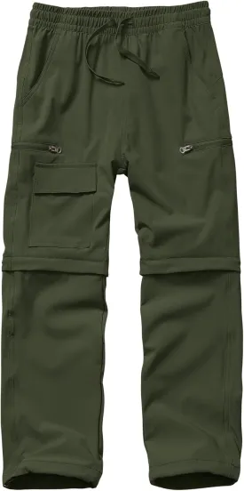 Boys Kids Hiking Cargo Pants, Youth Outdoor Quick Dry UPF 50 Lightweight Waterproof Climbing Caming Safari Convertible Pants