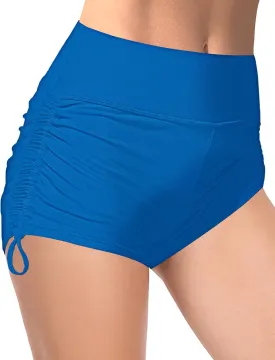 Buauty Women's Swim Shorts High Waisted Bathing Suit Bottoms Adjustable Side Tie Swimsuit Boy Short Pants Swimwear UPF50 