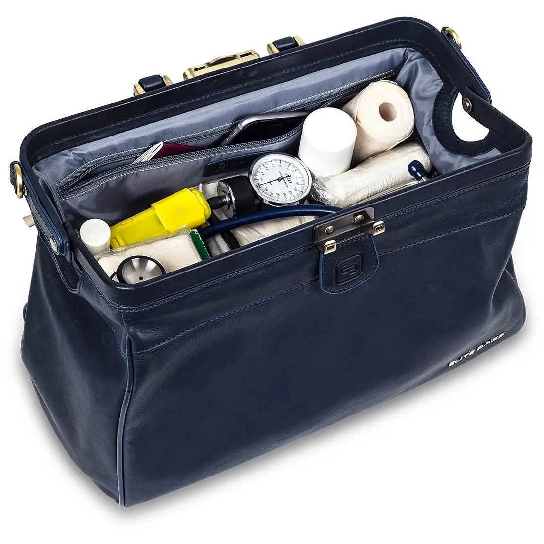 Compact Leather Briefcase For Doctors - Blue