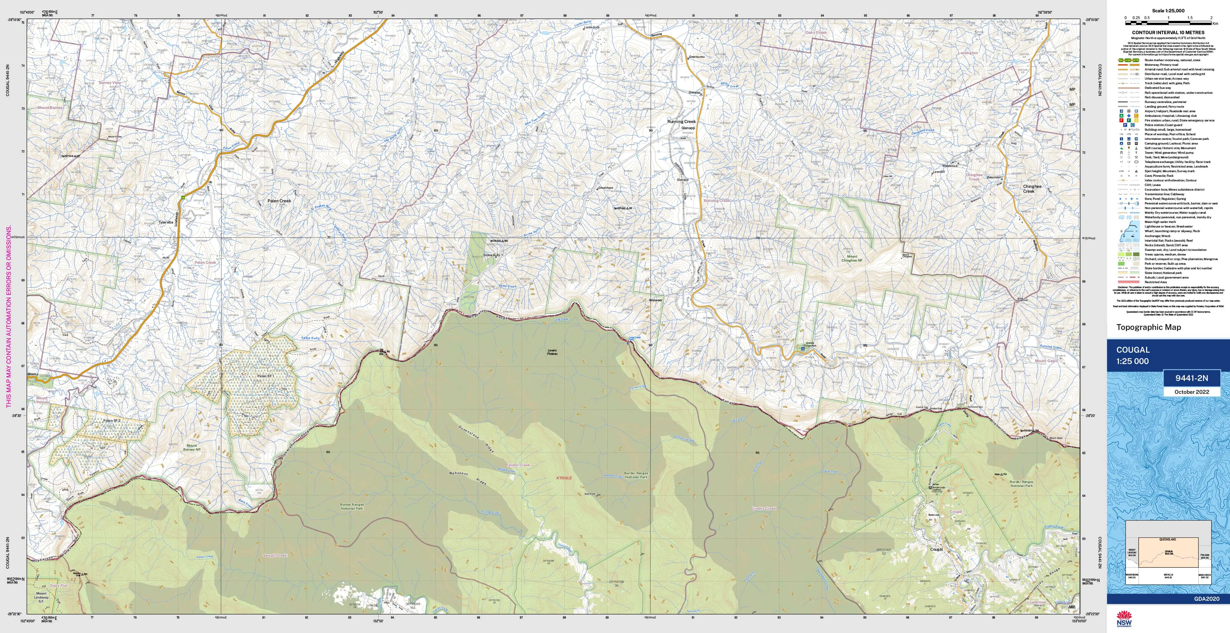 Cougal 9441-2N Topographic Map 1:25k