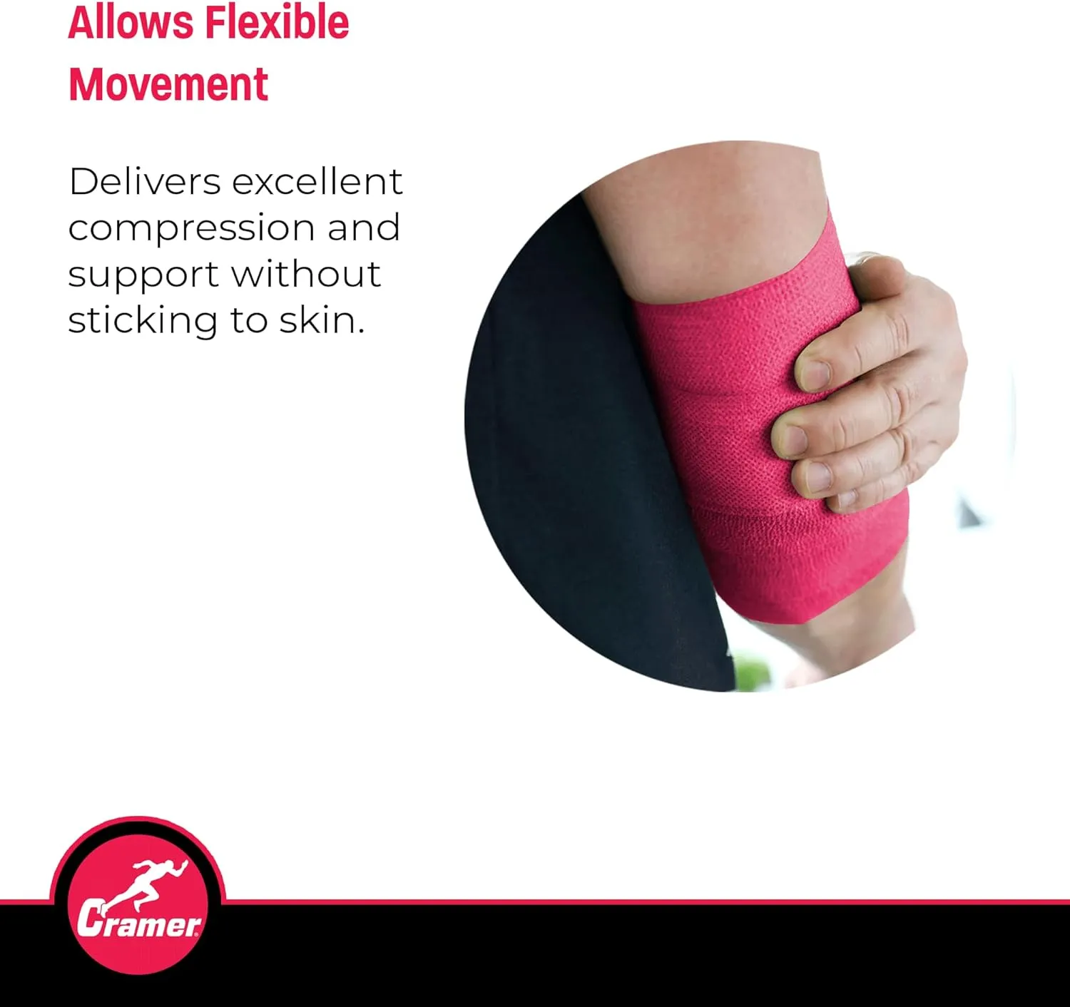 Cramer Eco-Flex Self-Stick Stretch Tape, Cohesive Tape, Flexible Elastic Sports Tape, Athletic Training Room Supplies, Easy Tear & Self-Adherent Bandage Wrap, Single 5 Yard Roll, Beige