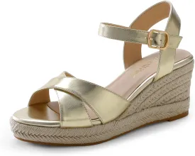 DREAM PAIRS Espadrille Dressy Wedge Sandals, Women's Platform Sandals Casual Summer, Comfortable High Heeled Wedges with Adjustable Buckle