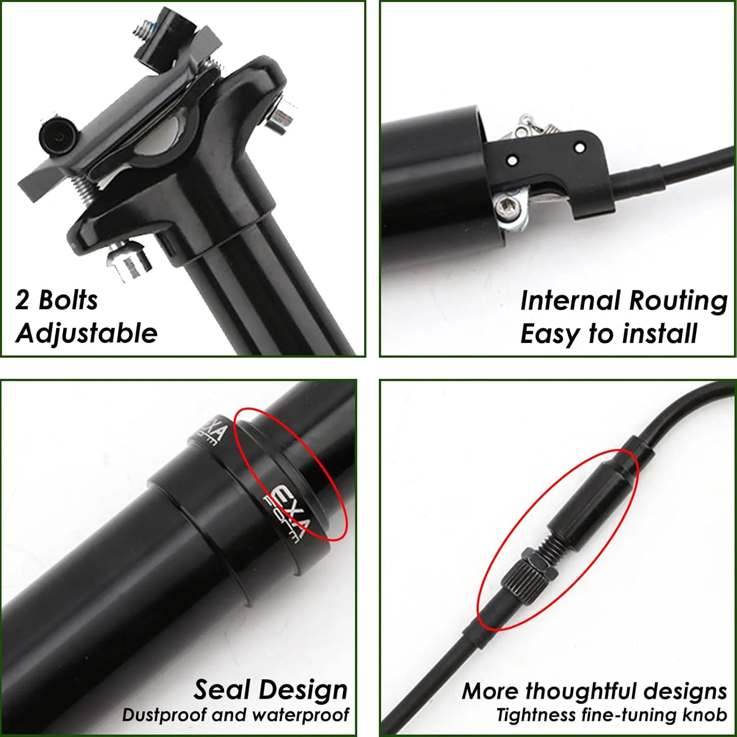 EXA Form 900i 30.9mm/31.6mm Dropper Post with Remote Lever and Cable Kit MTB/Ebike Internal Routing Dropper Seatpost for Mountain Bike(100mm/125mm/150mm Travel)