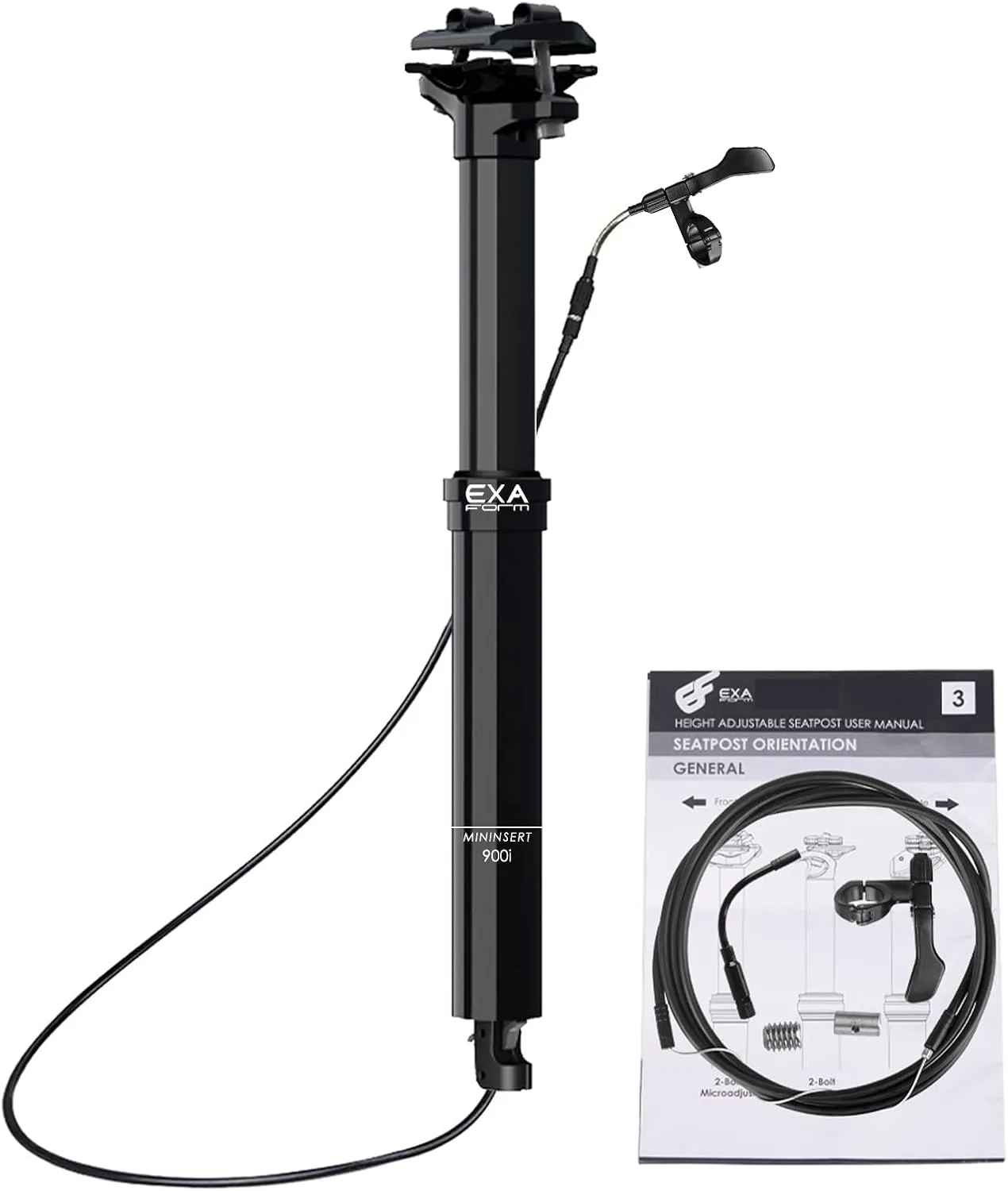 EXA Form 900i 30.9mm/31.6mm Dropper Post with Remote Lever and Cable Kit MTB/Ebike Internal Routing Dropper Seatpost for Mountain Bike(100mm/125mm/150mm Travel)