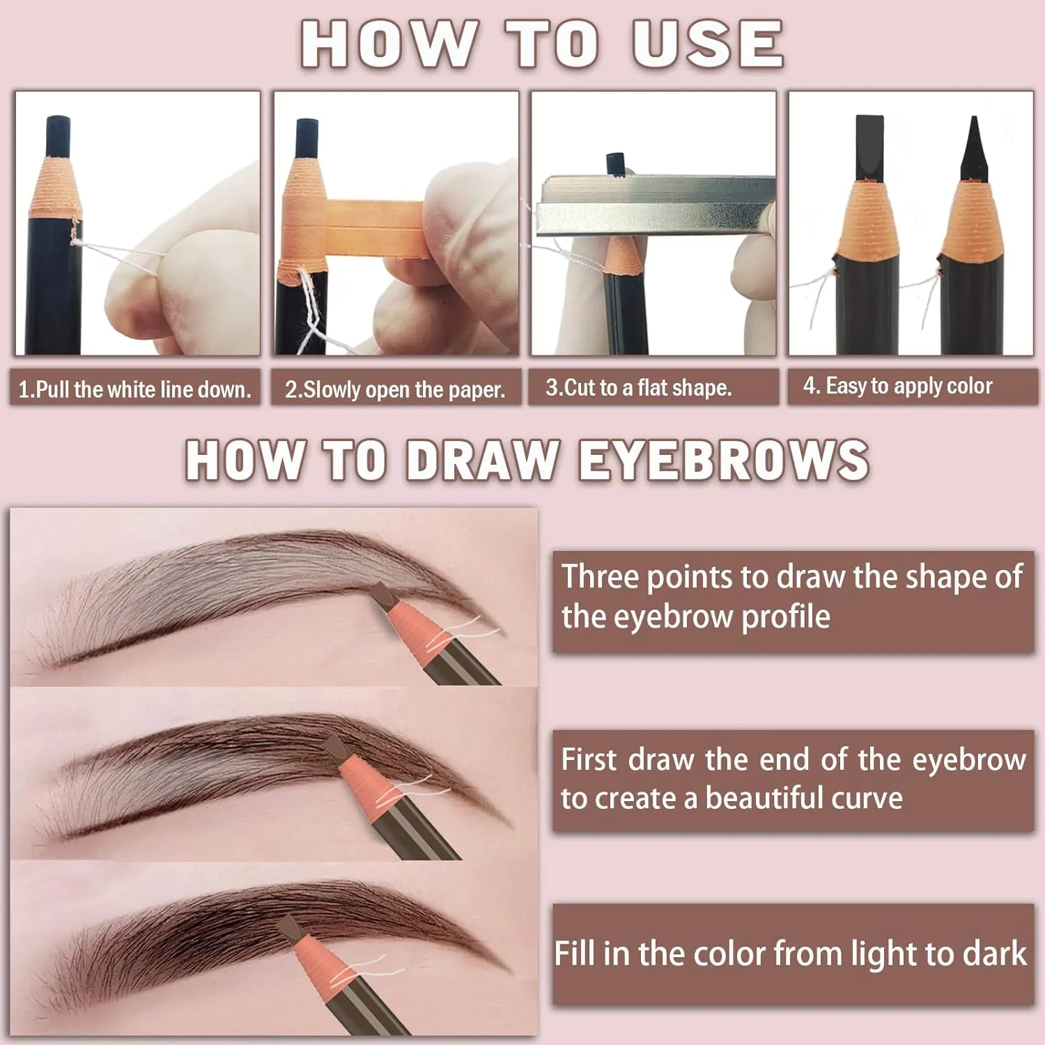 Eyebrow Pencils Brow Pencil Set For Marking, Filling And Outlining, Tattoo Makeup And Microblading Supplies Kit-Permanent Eye Brow Liners In, 12Pcs 5Colors(4Black6Brown2Gray(Multicolor)