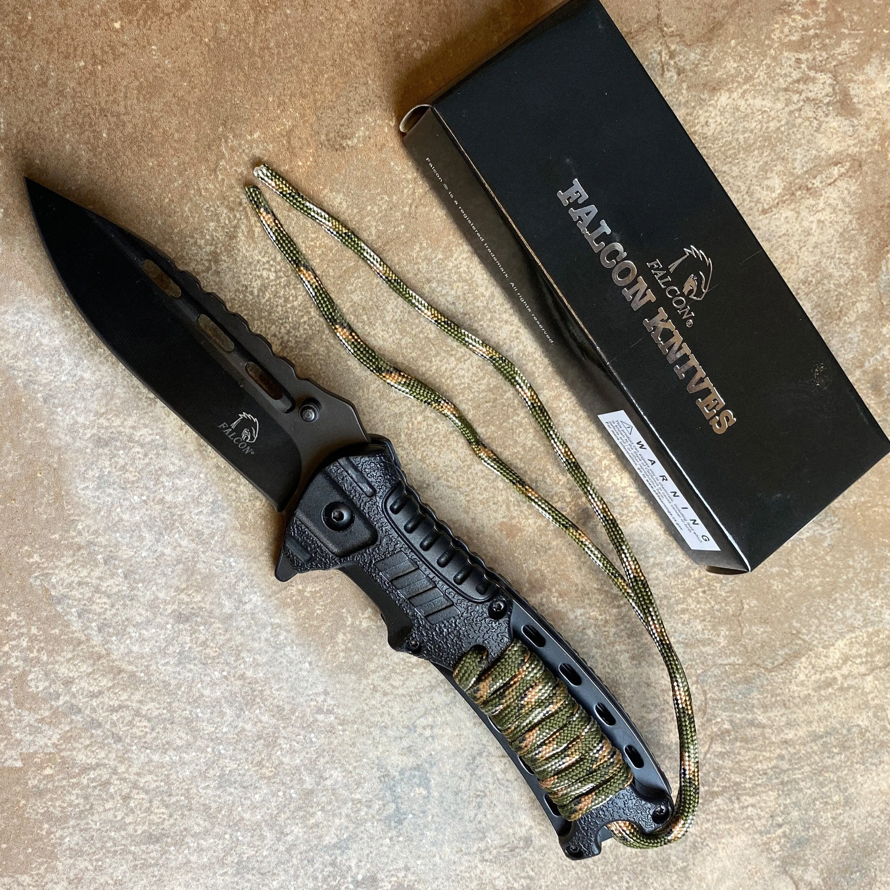 Falcon 8.25" Overall In Length Spring Assist W/Fire Starter and Whistle