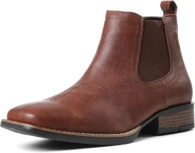 femflame Cowboy Boots for Men Square Toe Chelsea Boots Waterproof Classic Elastic Slip on Chukka Ankle Boots Casual