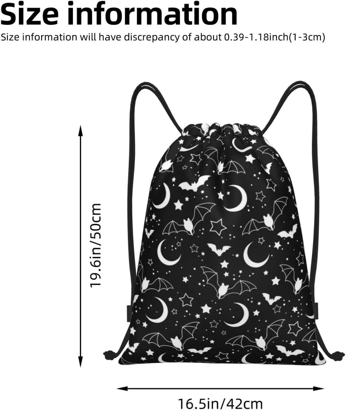 Goth Bats Horror Drawstring Bag,Fashion Sport Gym Drawstring Backpack Beach Travel Sackpack for Men Women