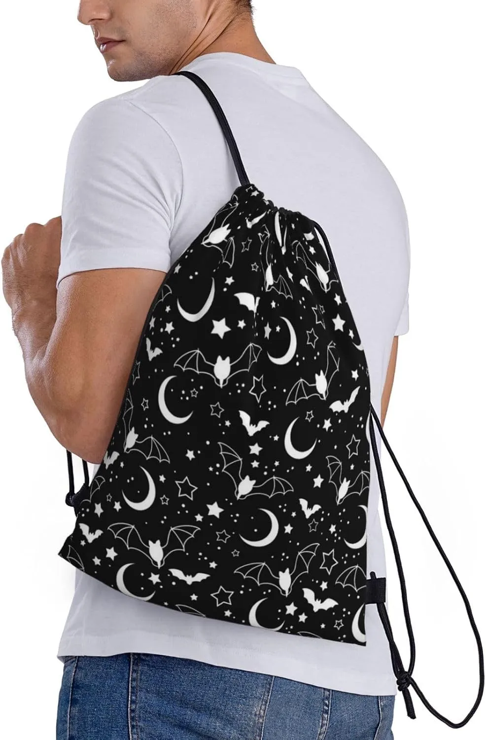 Goth Bats Horror Drawstring Bag,Fashion Sport Gym Drawstring Backpack Beach Travel Sackpack for Men Women