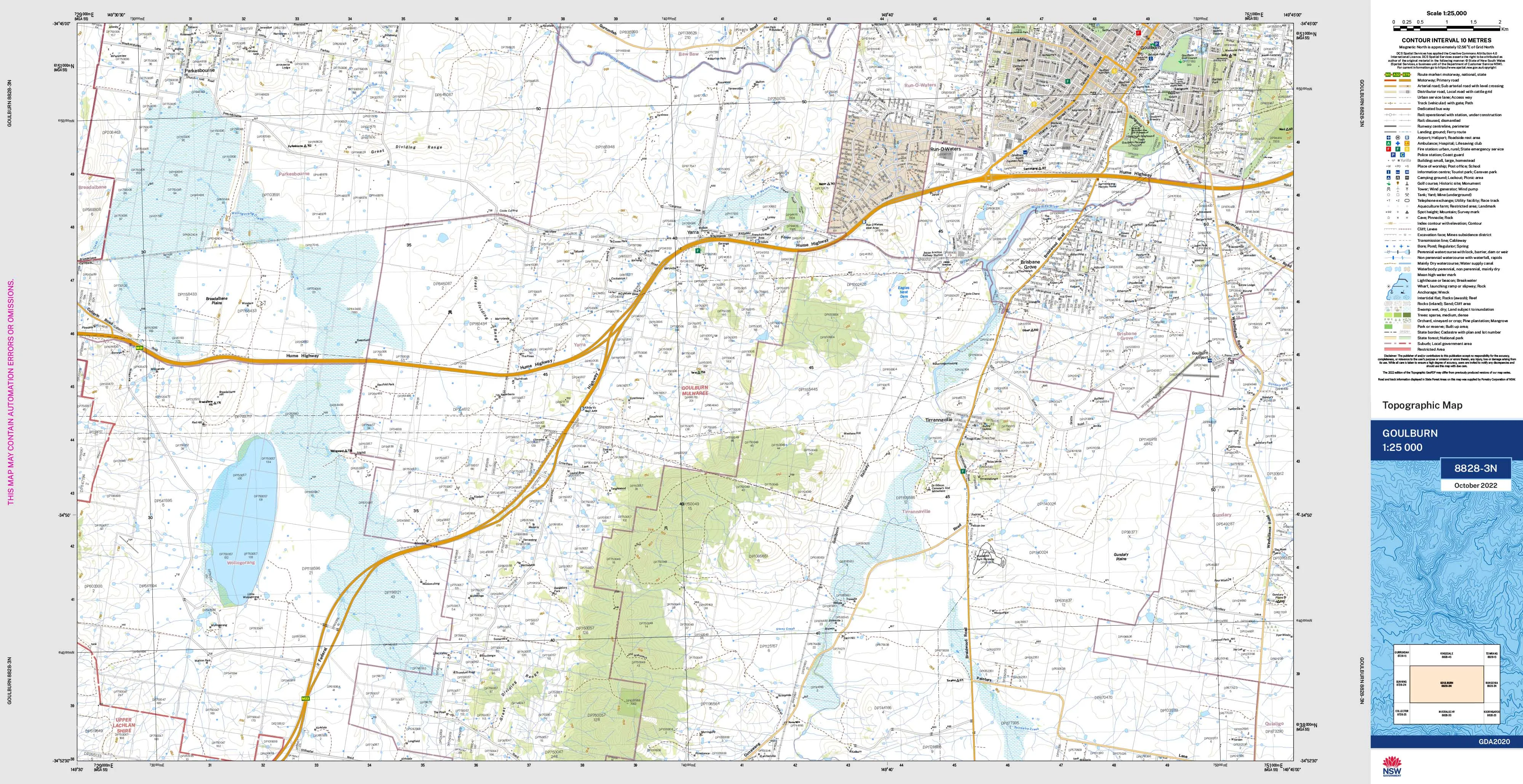 Goulburn 8828-3N Topographic Map 1:25k