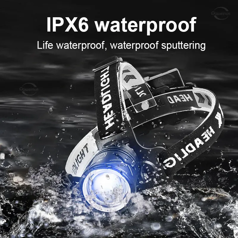 High Powerful Rechargeable Headlamp 2000M Laser LED Head flashlight Super Bright Headlight 18650 Fish Camping Head Lantern Torch