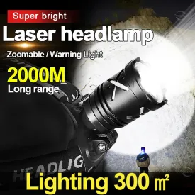 High Powerful Rechargeable Headlamp 2000M Laser LED Head flashlight Super Bright Headlight 18650 Fish Camping Head Lantern Torch