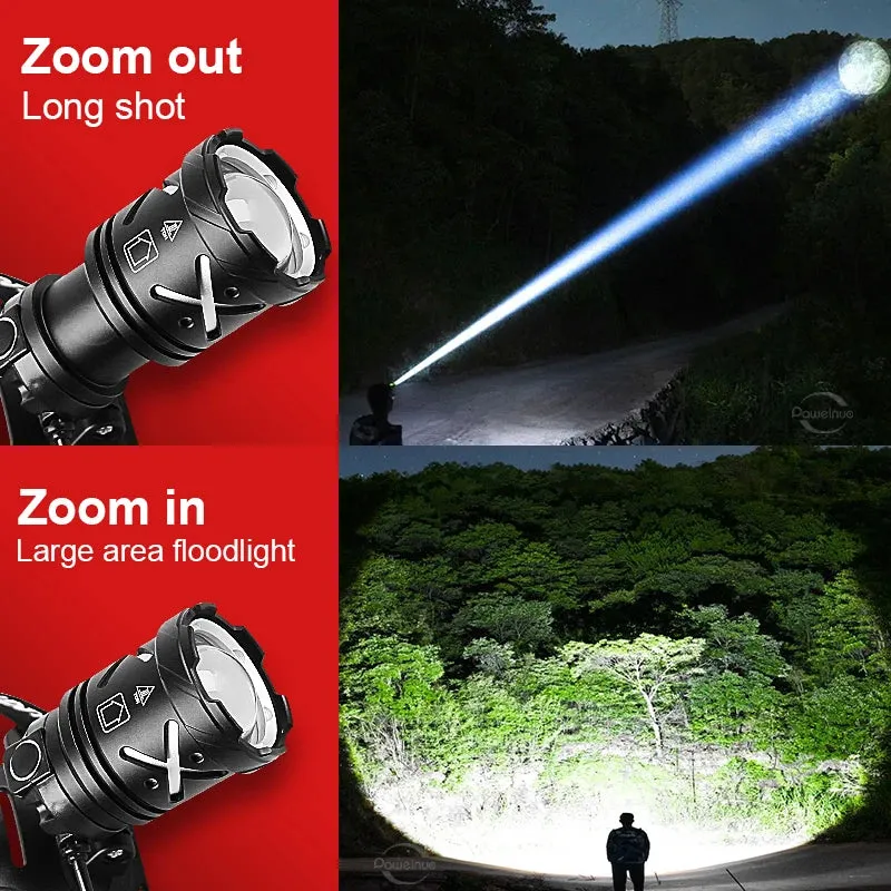 High Powerful Rechargeable Headlamp 2000M Laser LED Head flashlight Super Bright Headlight 18650 Fish Camping Head Lantern Torch