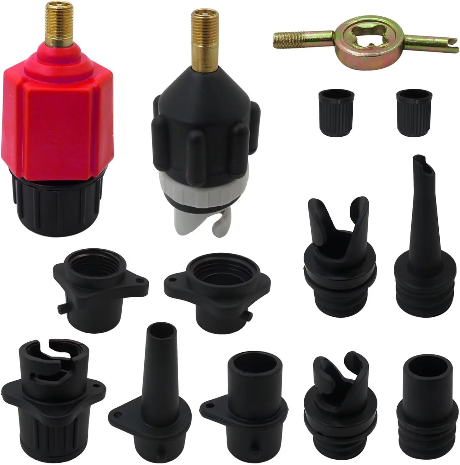 Inflatable SUP Pump Adaptor, Paddle Board SUP Valve Adapter with 9 Standard Conventional Air Pump Nozzles for Inflatables SUP Inflator Adapter Inflatable Boat Paddle Board SUP Board