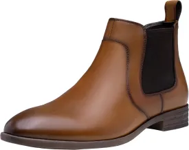Jousen Men's Chelsea Boots Leather Lightweight Casual Chukka Ankle Boots Classic Elastic Dress Boots for Men