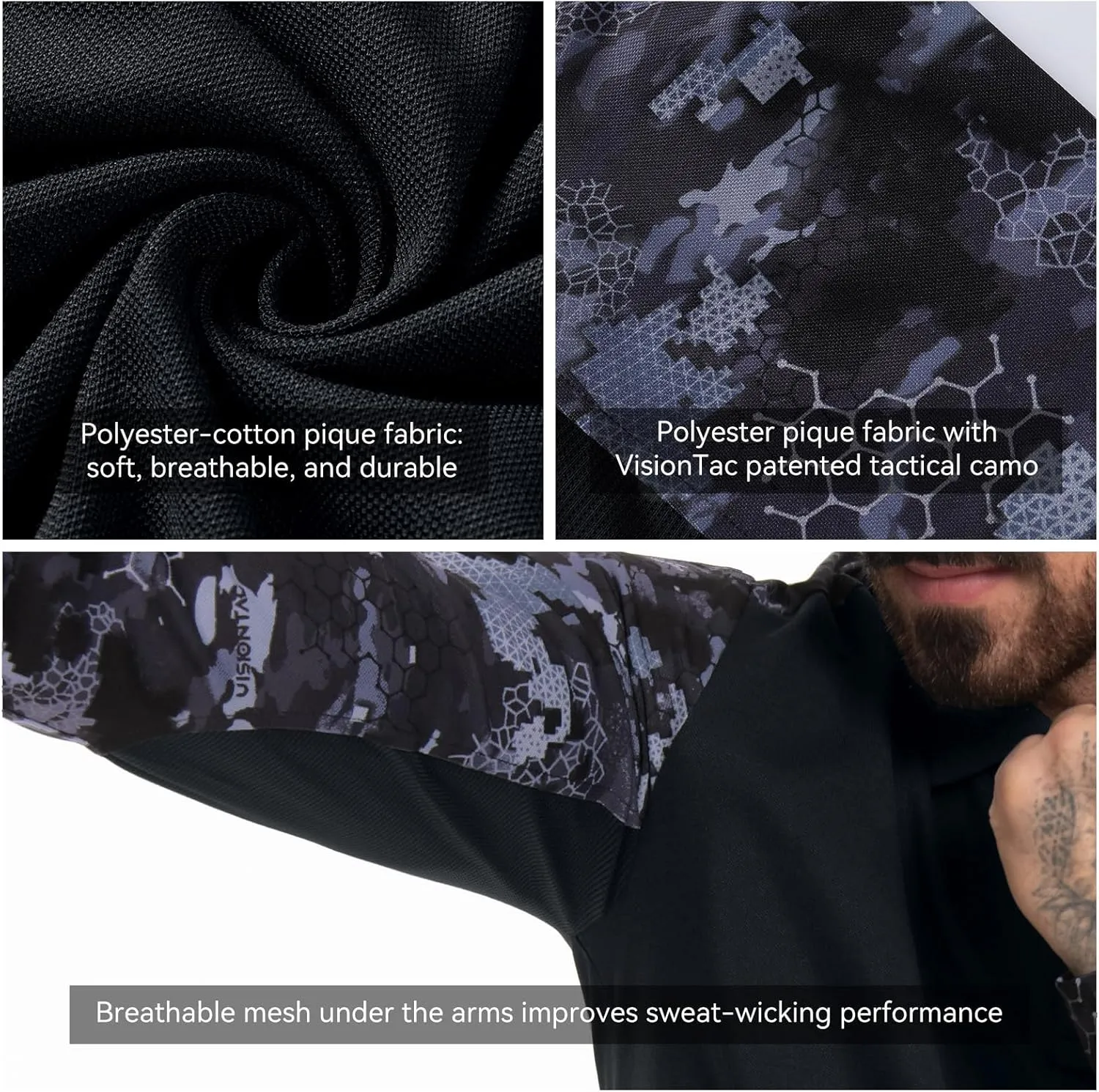 Men's Tactical Polo Shirts Long Sleeve Athletic Golf Outdoor Lightweight Performance Sports Shirt