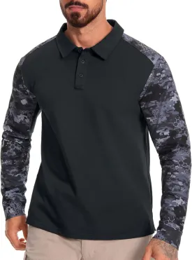 Men's Tactical Polo Shirts Long Sleeve Athletic Golf Outdoor Lightweight Performance Sports Shirt