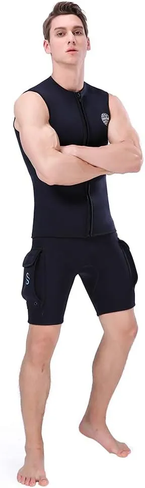 Mens Wetsuit Vest 2mm / 3mm Premium Neoprene Wetsuit Top Sleeveless Surfing Canoeing Scuba Diving Vest