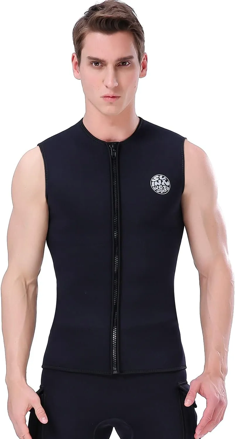 Mens Wetsuit Vest 2mm / 3mm Premium Neoprene Wetsuit Top Sleeveless Surfing Canoeing Scuba Diving Vest