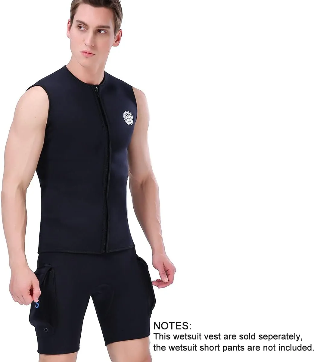 Mens Wetsuit Vest 2mm / 3mm Premium Neoprene Wetsuit Top Sleeveless Surfing Canoeing Scuba Diving Vest