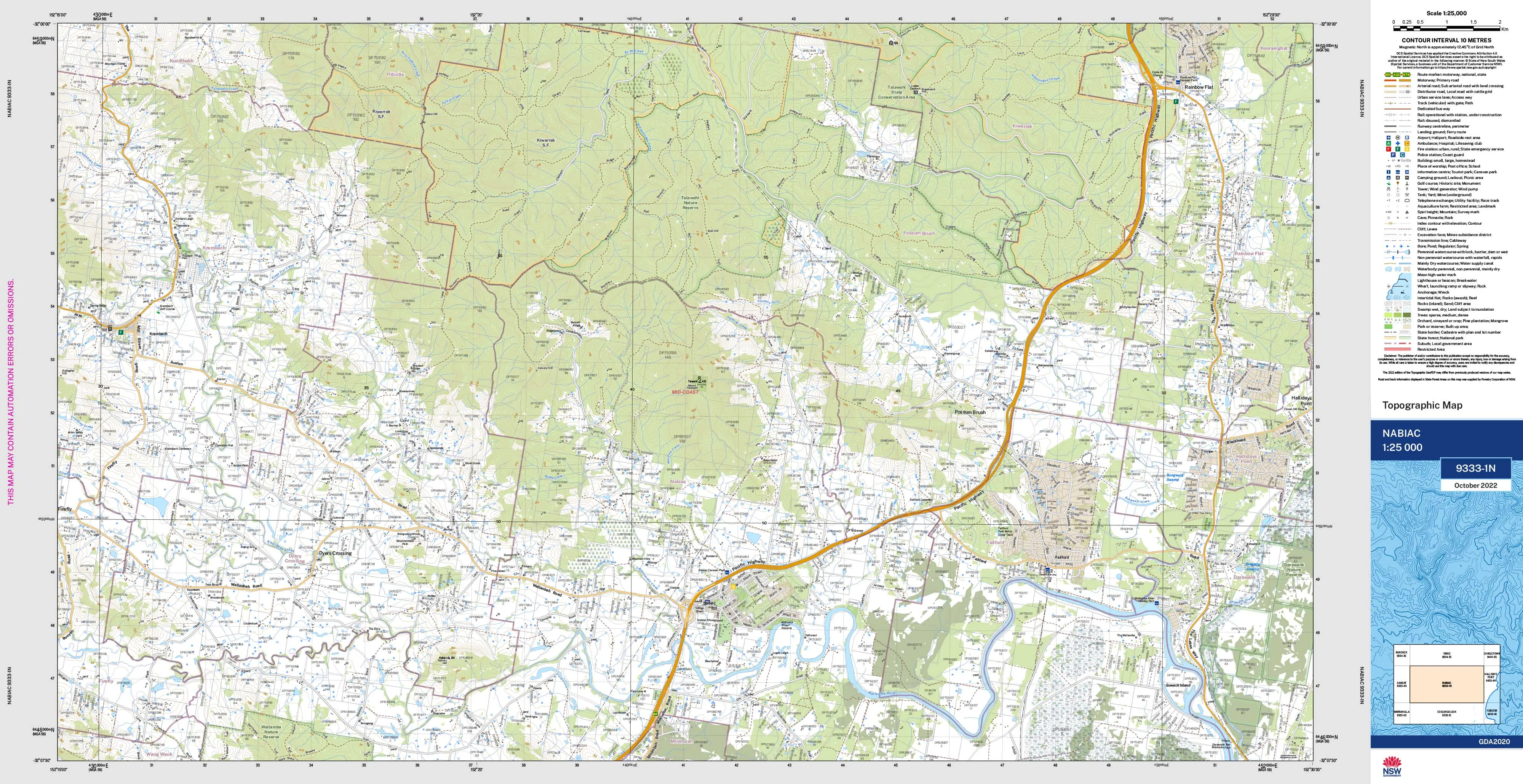 Nabiac 9333-1N Topographic Map 1:25k