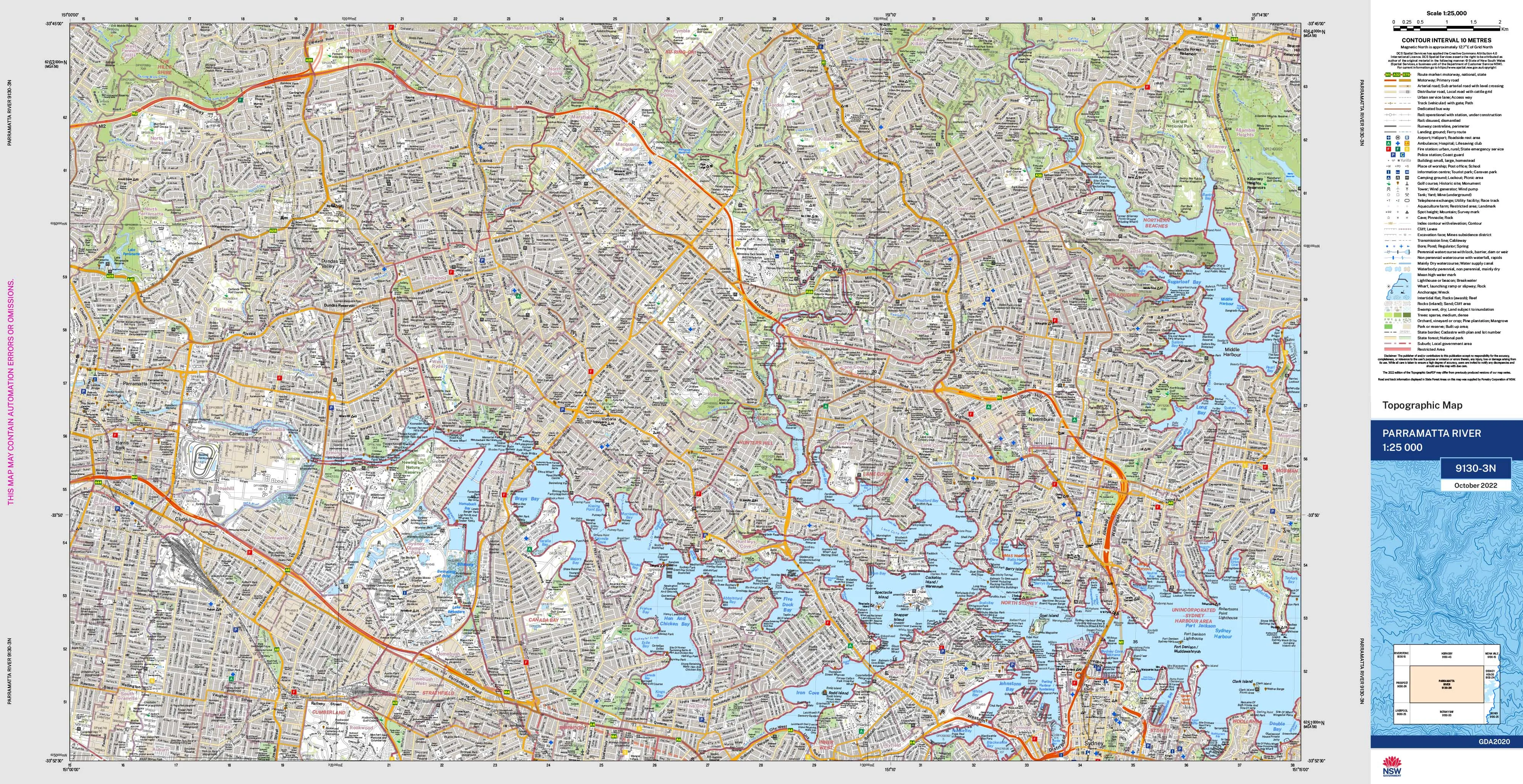 Parramatta River 9130-3N Topographic Map 1:25k