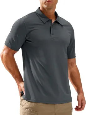 Pudolla Mens Tactical Shirts Short Sleeve Golf Work Polos Moisture Wicking Dry Collared Shirt Lightweight Polo Shirt