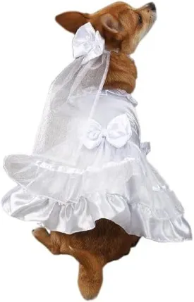 "Yappily Ever After" Wedding Dress for Dogs, 12" Small White