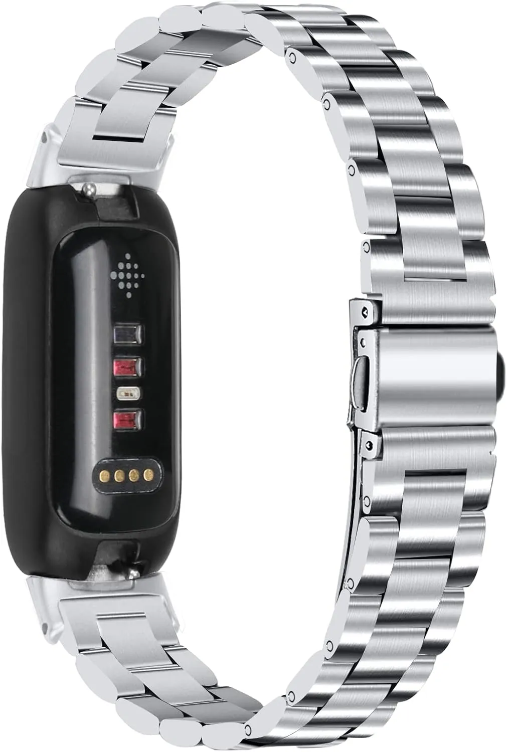 Stainless Steel Band Compatible with Fitbit Inspire 3, Adjustable Metal Watch Bands BraceletsWristband Replacement for Women Men(Silver)