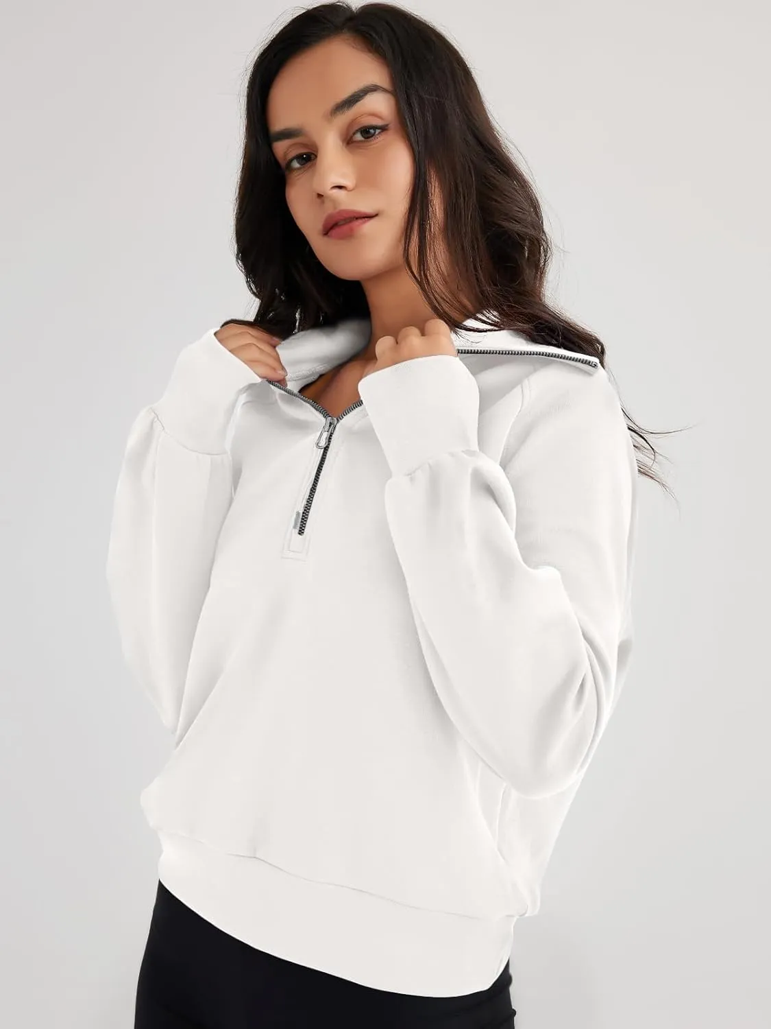 Trendy Queen Womens Oversized Sweatshirts Half Zip Pullover Long Sleeve Quarter Zip Hoodies Teen Girls Fall Y2K Clothes