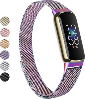 Vanjua Metal Band Compatible with Fitbit Luxe Bands, Stainless Steel Mesh Loop Adjustable Wristband Replacement Strap for Fitbit Luxe/Luxe Special Edition Fitness Tracker Women Men