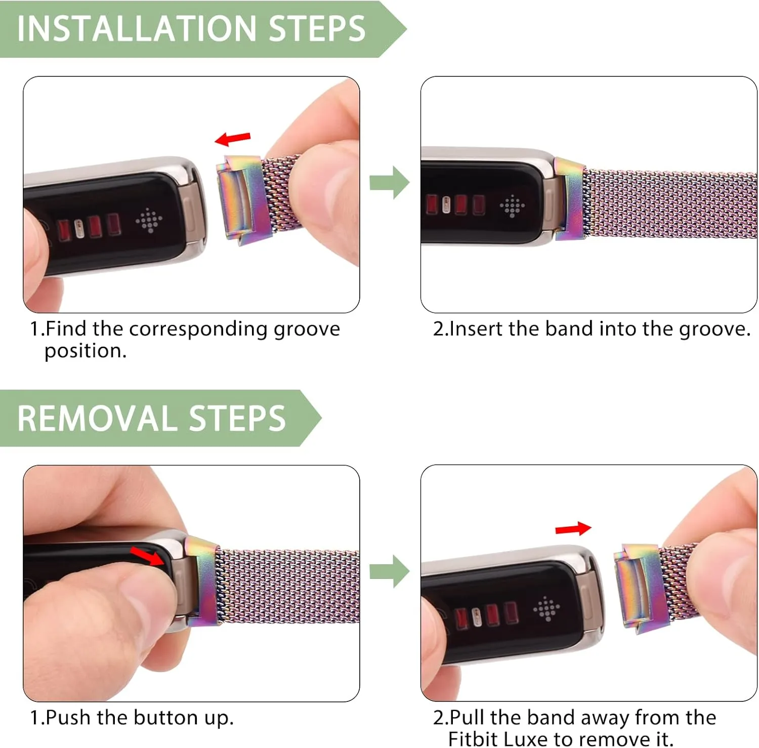 Vanjua Metal Band Compatible with Fitbit Luxe Bands, Stainless Steel Mesh Loop Adjustable Wristband Replacement Strap for Fitbit Luxe/Luxe Special Edition Fitness Tracker Women Men