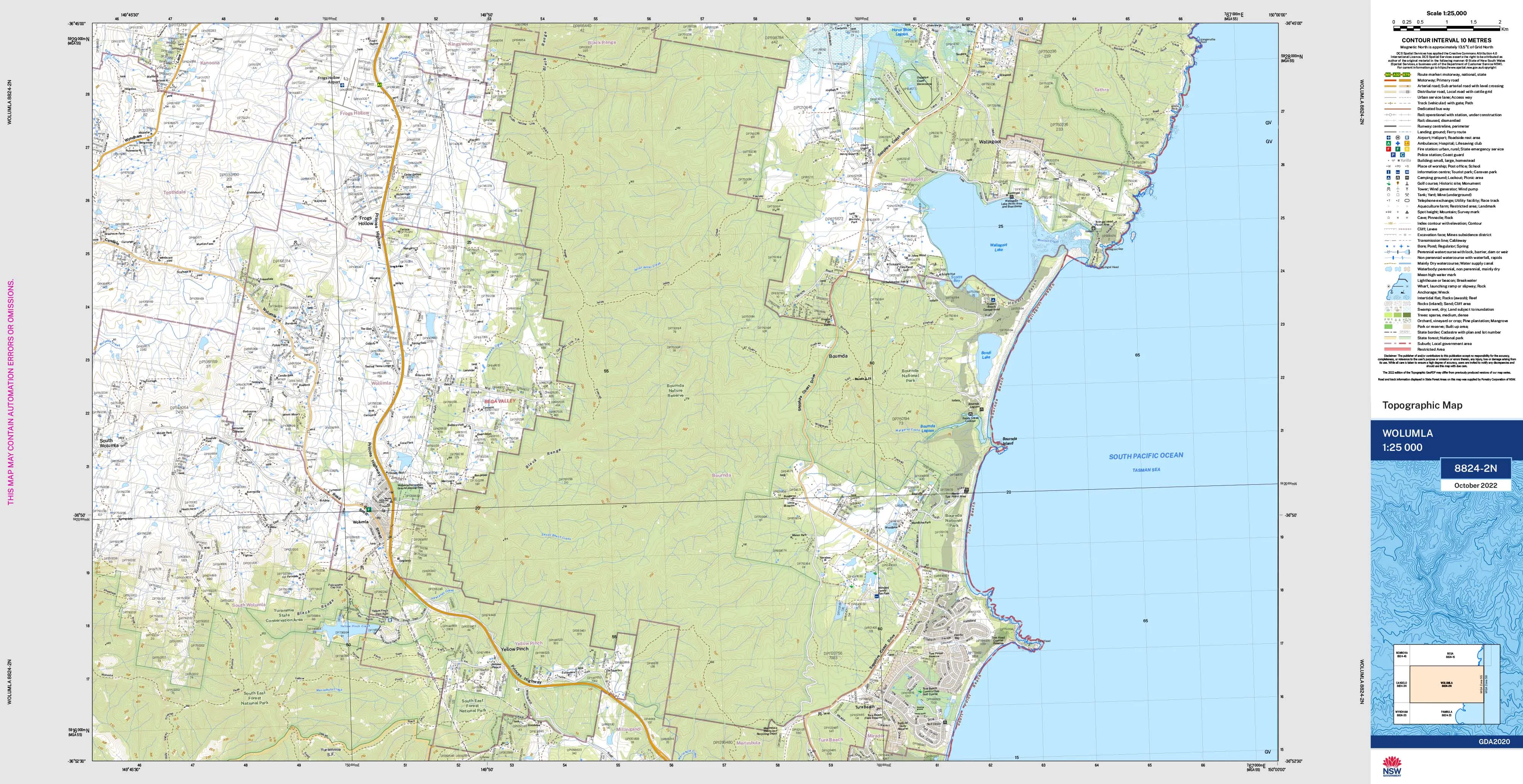 Wolumla 8824-2N Topographic Map 1:25k