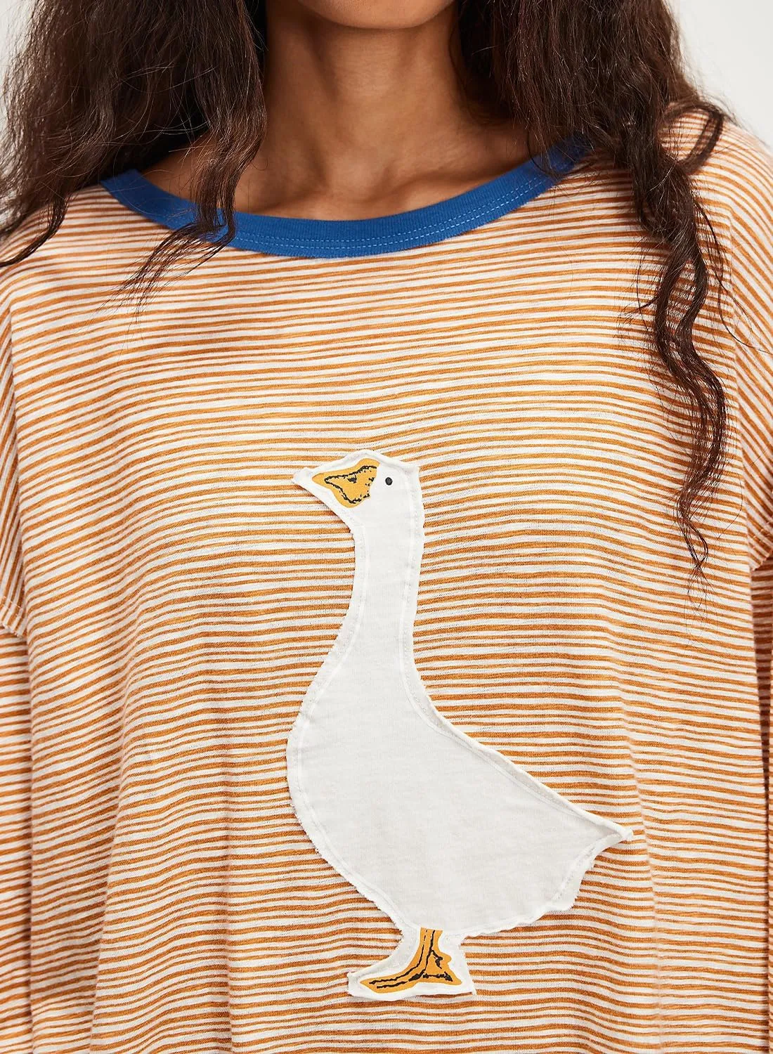 Women's Striped Oversized Sweatshirt Long Sleeve Crewneck Casual Tops Animal pattern Pullover Loose Trendy T Shirts