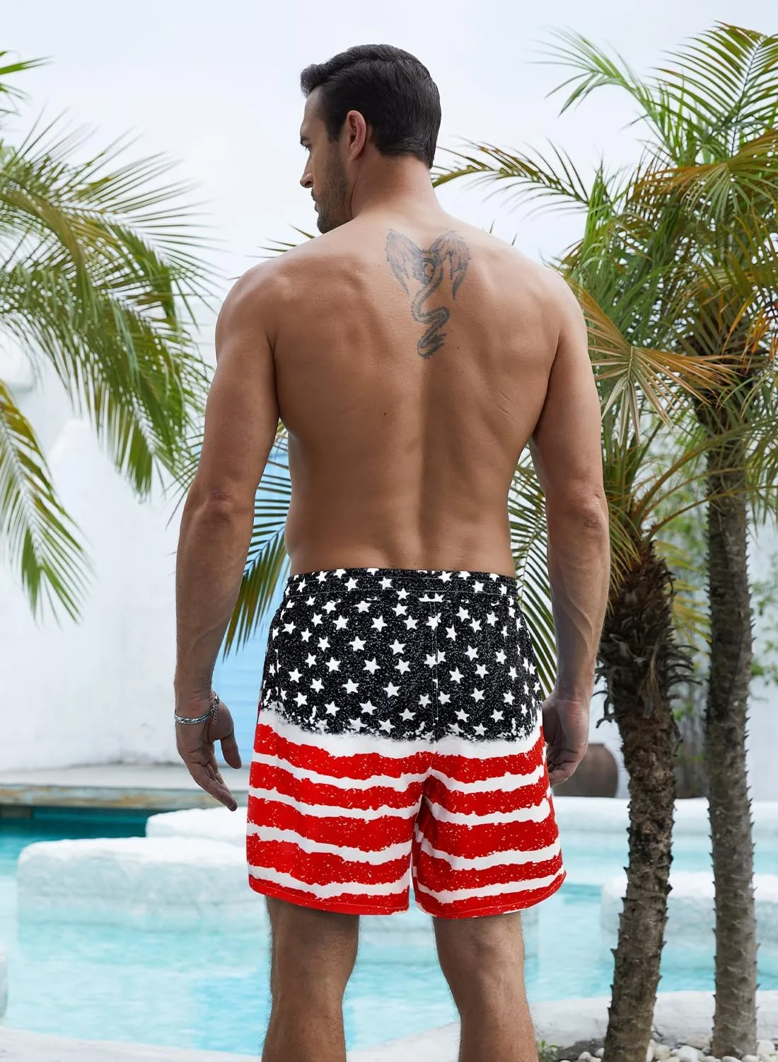 XiaoMoSha Mens Swim Trunks with Compression Liner 7" Quick Dry Board Shorts Bathing Suit with Pockets Swimwear Swimsuit S-2XL