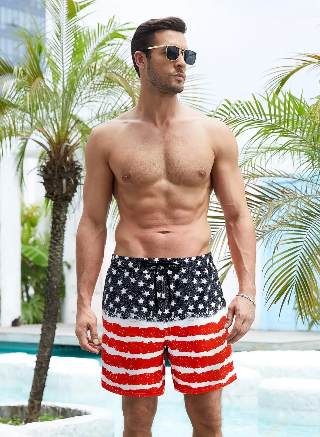 XiaoMoSha Mens Swim Trunks with Compression Liner 7" Quick Dry Board Shorts Bathing Suit with Pockets Swimwear Swimsuit S-2XL