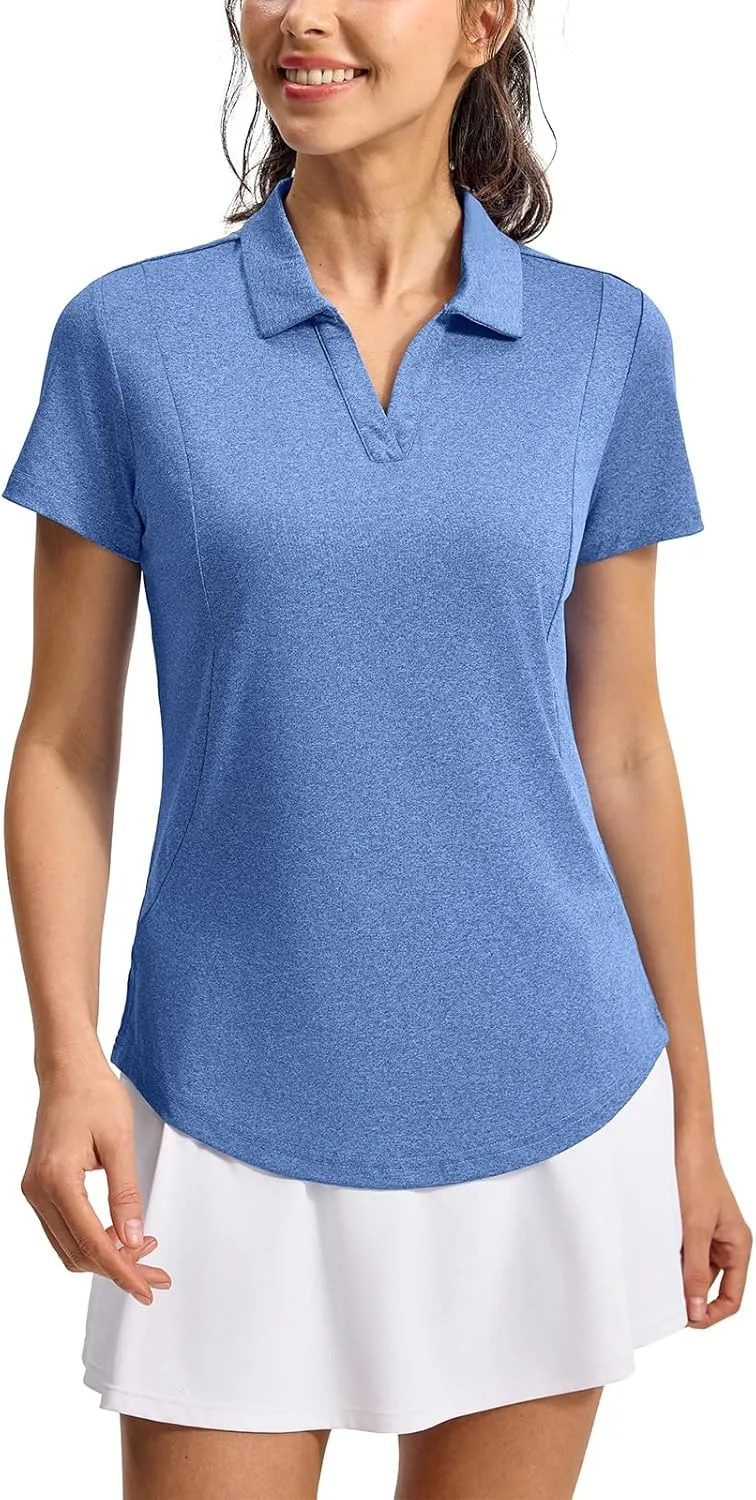 YSENTO Womens Golf Apparel Shirts Clothes V-Neck Tops Collared UPF 50  Dry Fit Short Sleeve Tennis Polo Shirts