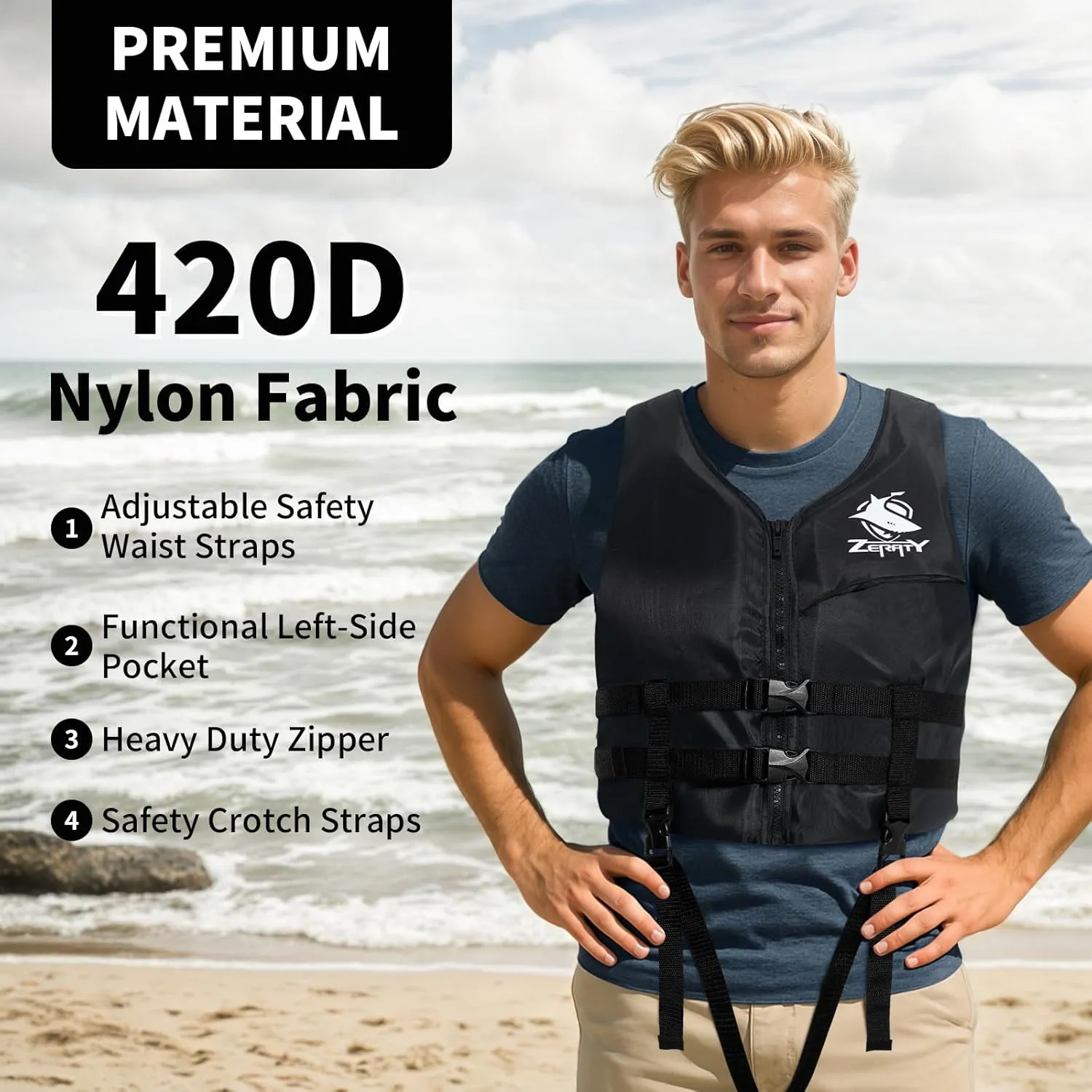 Zeraty Swim Vest Water Sport Safety Vest Swim Jackets for Kayaking and Fishing, Adult, Youth and Child Sizes