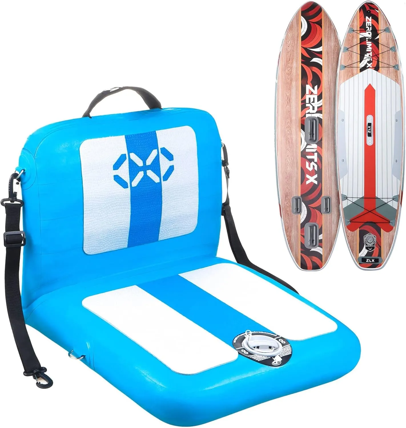 ZLX 10.5 FT Inflatable Stand Up Paddle Board with Seat for All Skill Levels Youth & Adults Wide Stable Non-Slip Deck, Adjustable Paddle