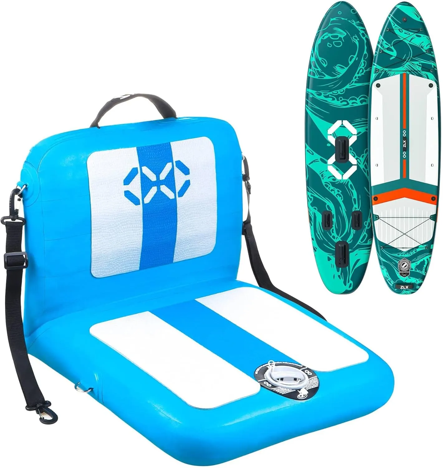 ZLX 11.5 FT Inflatable Stand Up Paddle Board with Seat for All Skill Levels Youth & Adults Wide Stable Non-Slip Deck, Adjustable Paddle